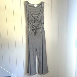 Skylar + Madison striped cutout bow jumpsuit